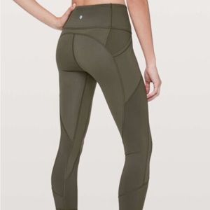 Lululemon All The Right Places Crop II 23'' Dark Olive w/ Side Pockets Sz. 8
